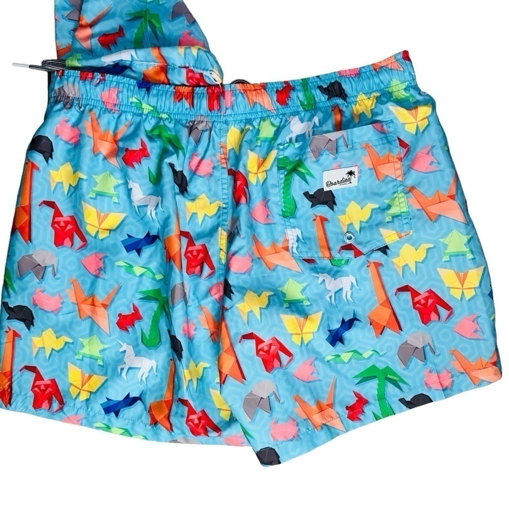 NWT Boardies Origami Blue Board Shorts Swim Trunks Men's Size Large‎